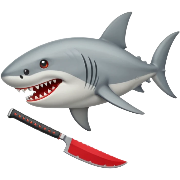 Tiburón con tenis rojos y macheta emoji