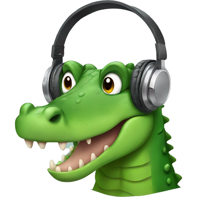 Crocodile wearing headphones emoji