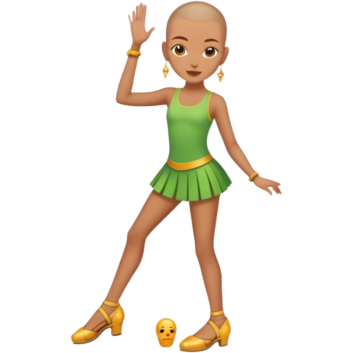 Girl with shaved head wearing samba tinishoes emoji