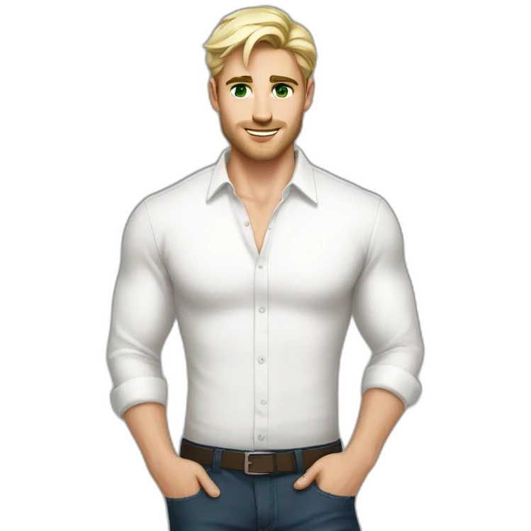 Handsome like a model blonde green eyed man hot in white shirt woman emoji