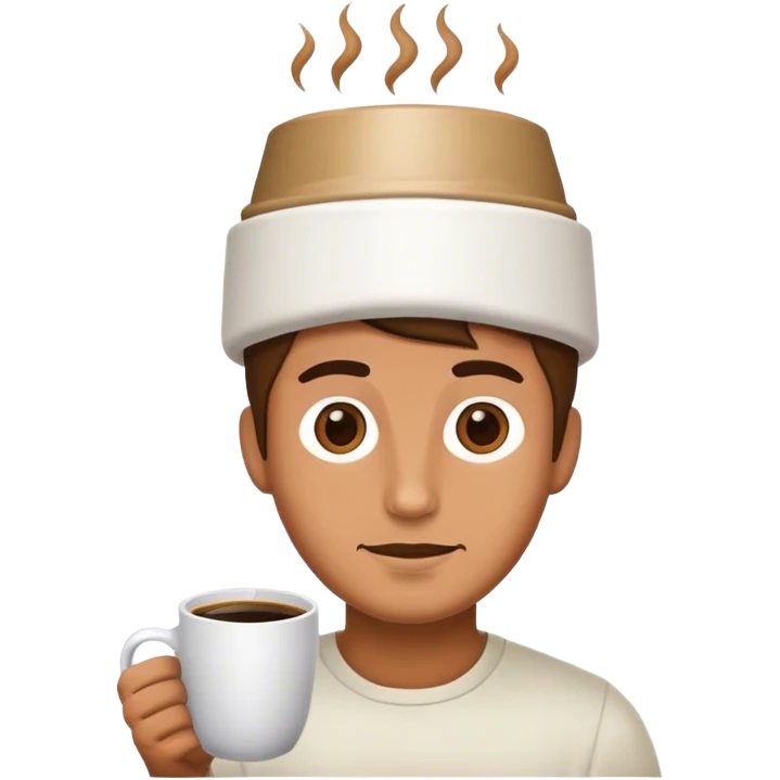 A man wearing a cup emoji