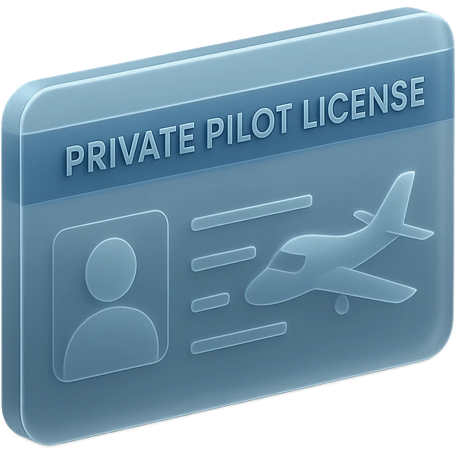 modern private pilot license with a sleek blue and white color scheme and subtle gradients emoji