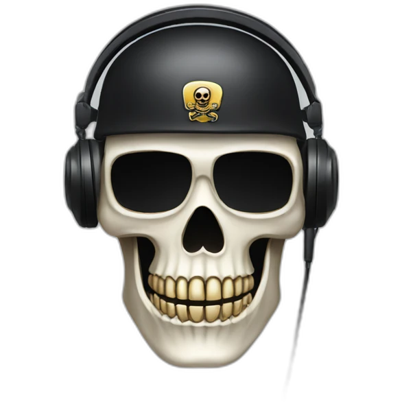 Military Skeleton mask with a long black mask underneath it and headset with a microphone emoji