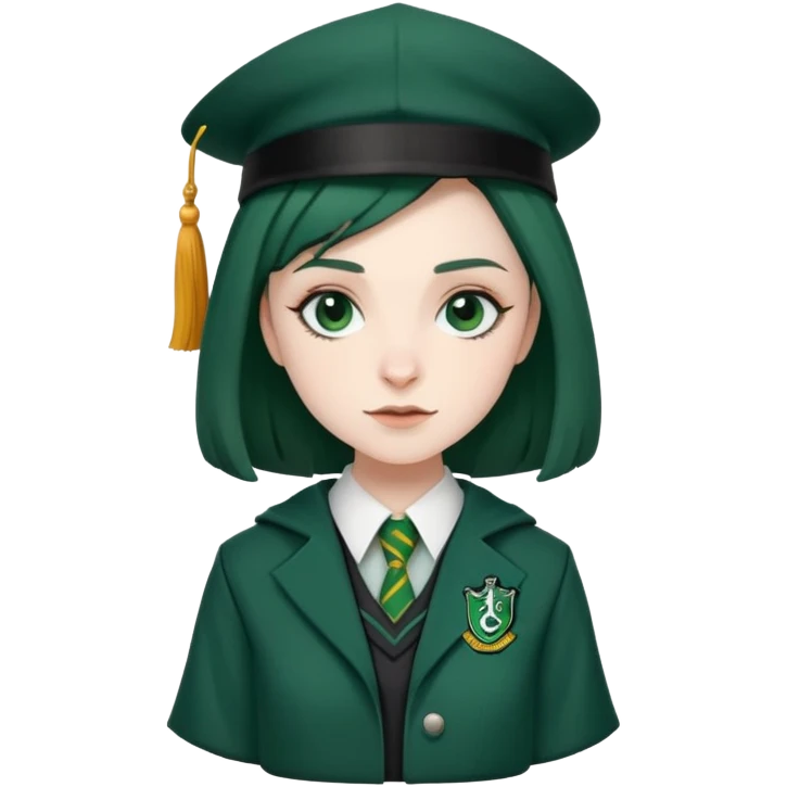 Pansy Parkinson in harry potter, wear hogwarts slytherin uniform emoji