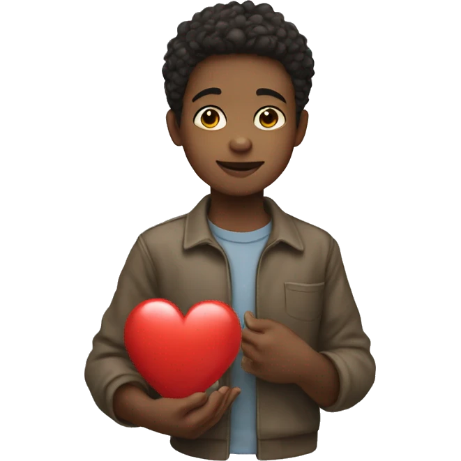 Boy with a heart in his hand emoji