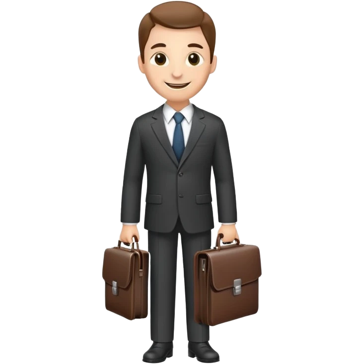 classic salesman with a suit and tie, smiling, holding a briefcase emoji