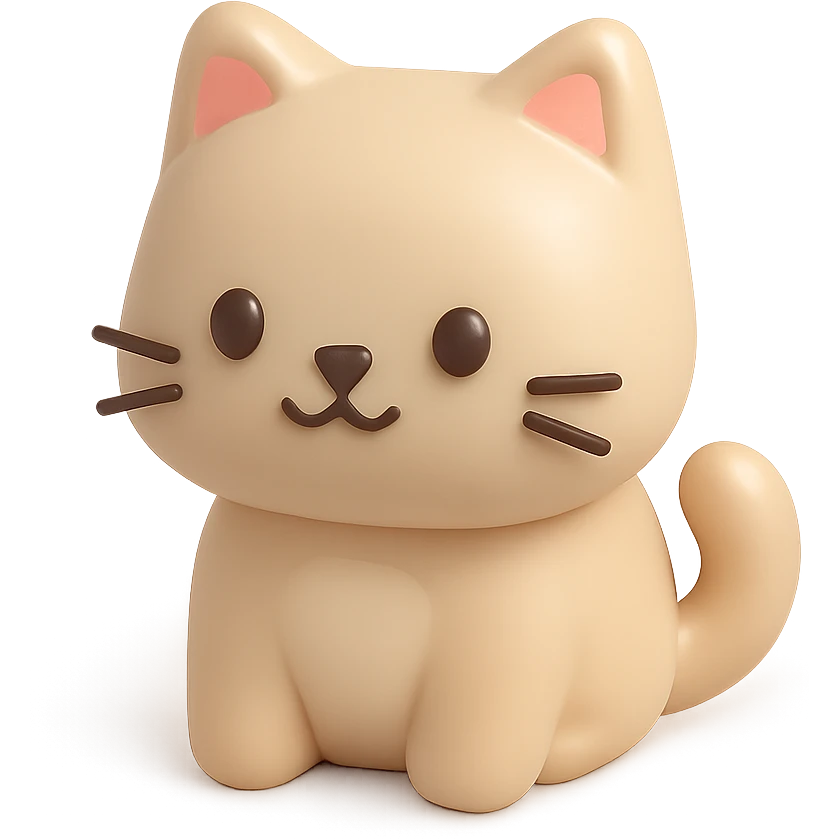 minimalist 3D poly icon of a cat emoji