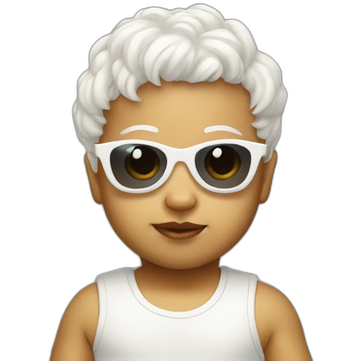 White baby with sort hair and heart sunglasses emoji