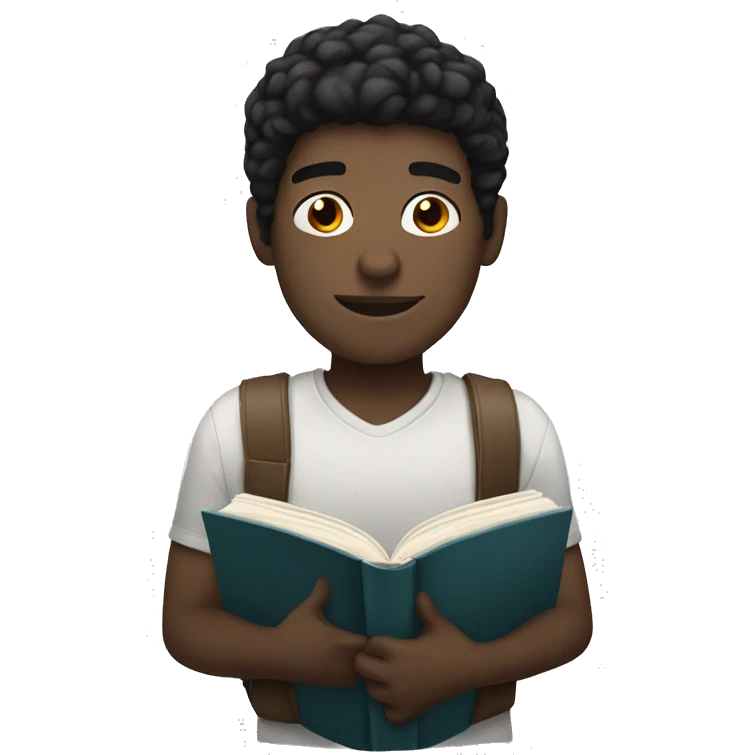 black hair white skin guy with a book  emoji