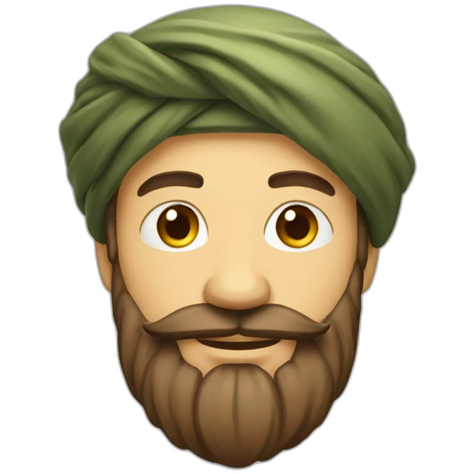 homme barbu avec un turban sur la tête emoji