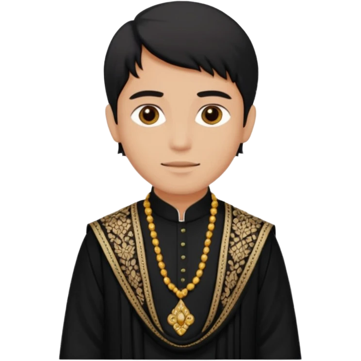 Ken wearing black kurta with shawl emoji