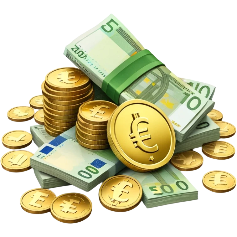 pile of euro coins and euro bank notes emoji