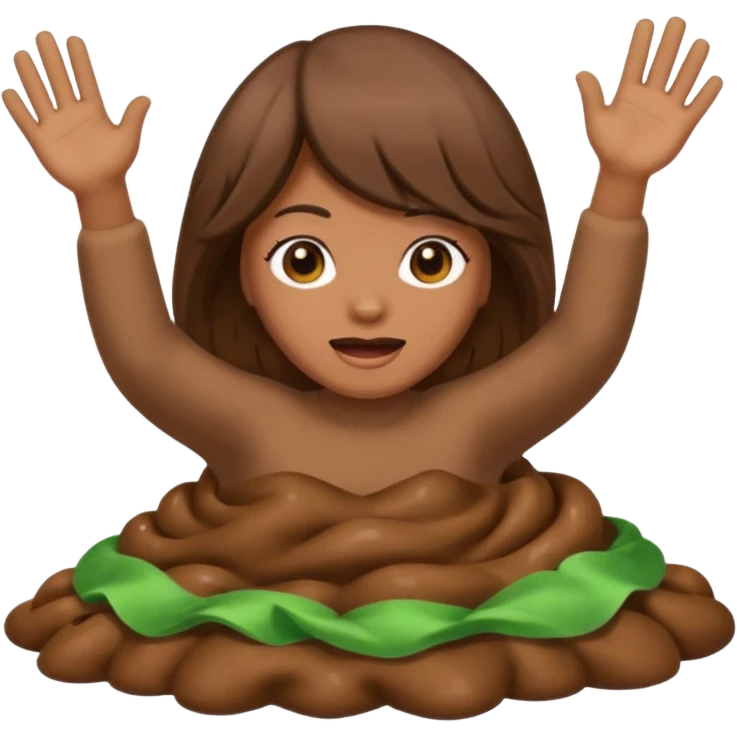 poop wearing a wig and waving hi while pooping emoji