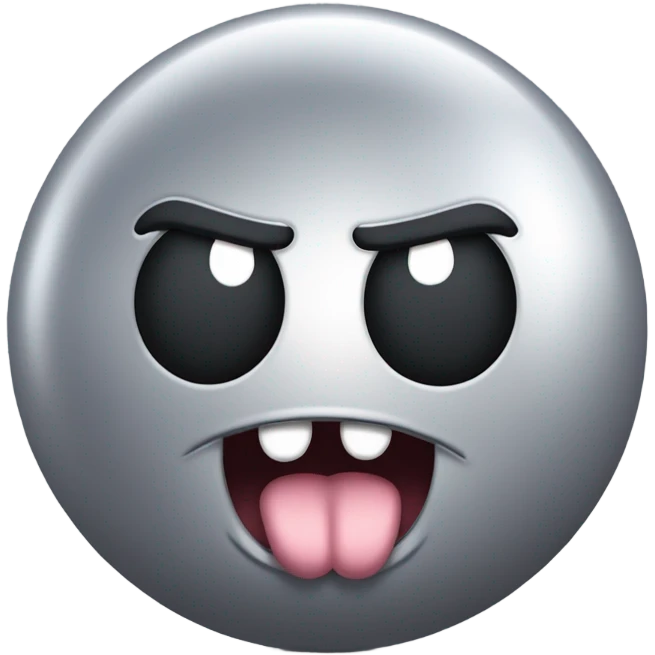Metal cute mad Kirby Gray ball driving on 4 car wheels with mad eyebrows game emoji