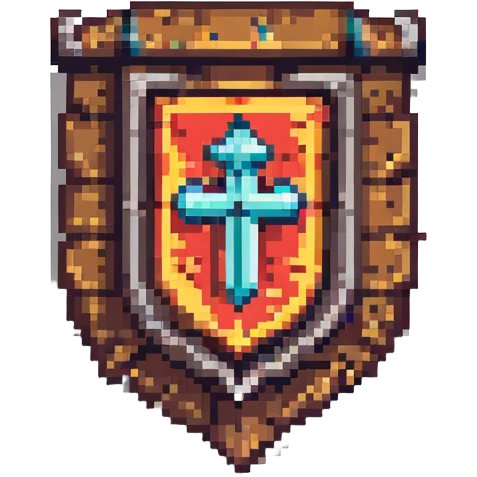 Valorant Iron rank logo, pixel art style emoji
