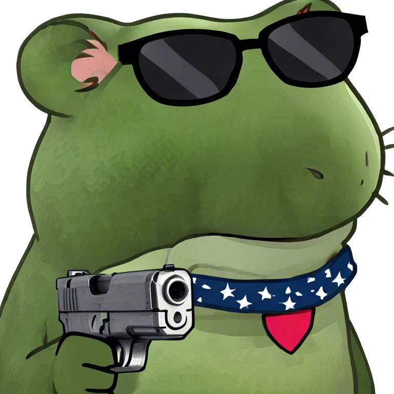A hamster with a gun emoji