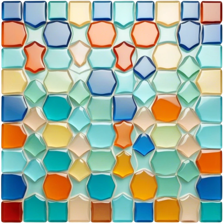 Mosaic icon, colorful stone or glass tiles, intricate patterns, tessellated design, minimalistic style, clean lines, transparent background. emoji