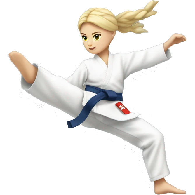 white girl doing  taekwono kick to the sky emoji