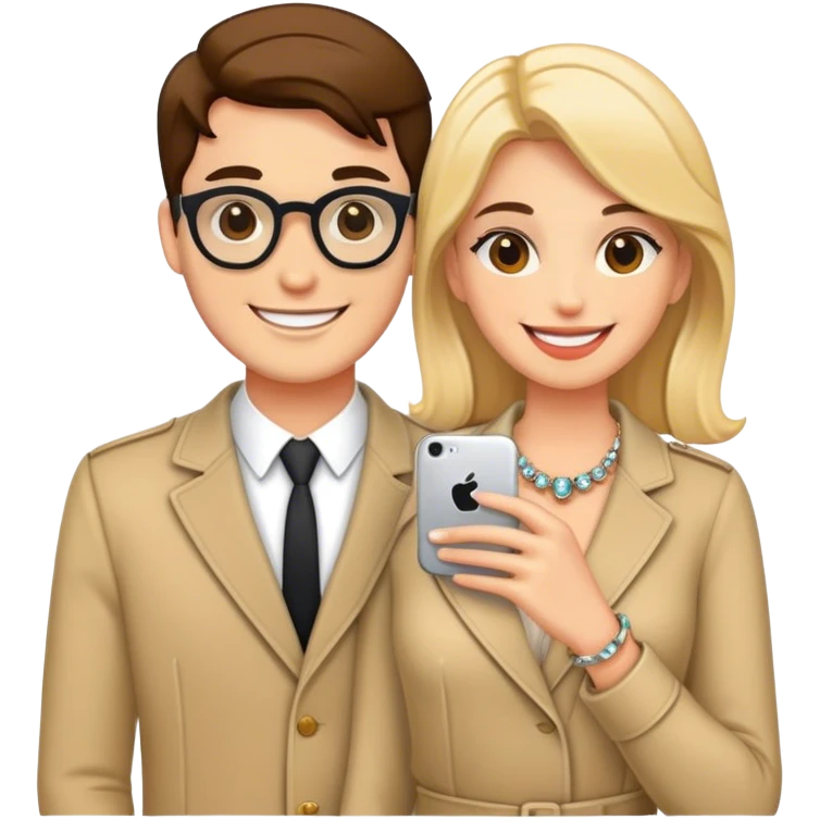 smiling couple with accessories emoji