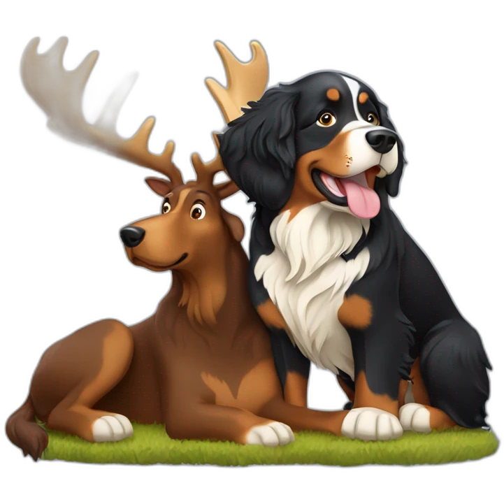 bernese mountain dog hunting moose emoji