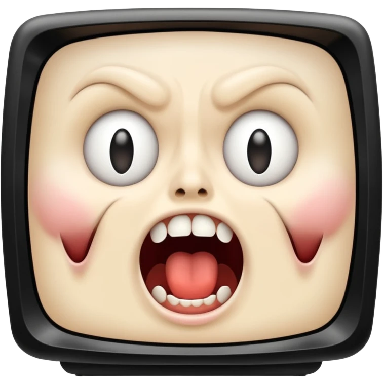 TV screen showing a screaming face emoji