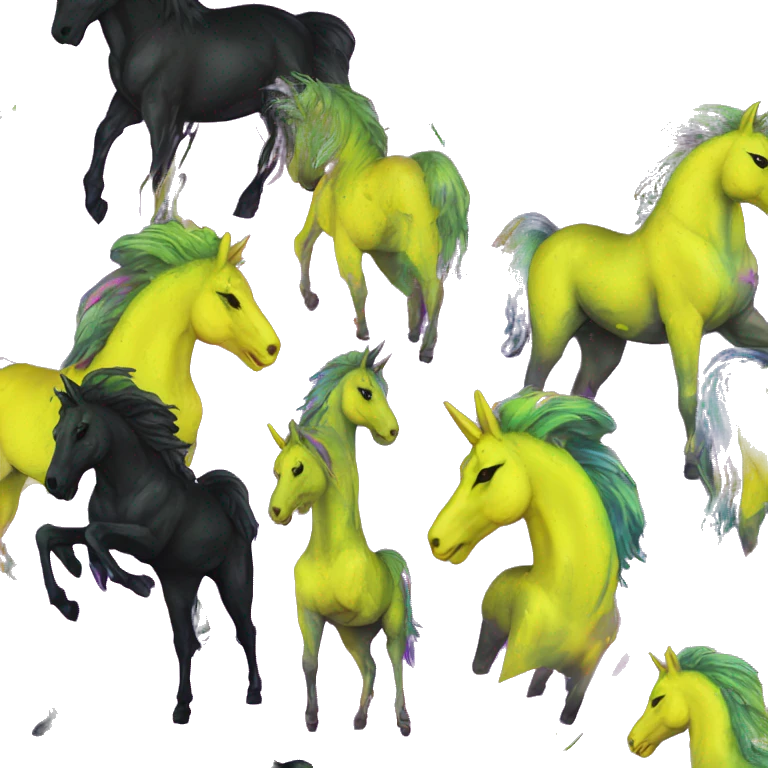 .Zombie_ Vaporwave black holographic oilslick zombie unicorn yellow caution tape graffiti Pegasus emoji