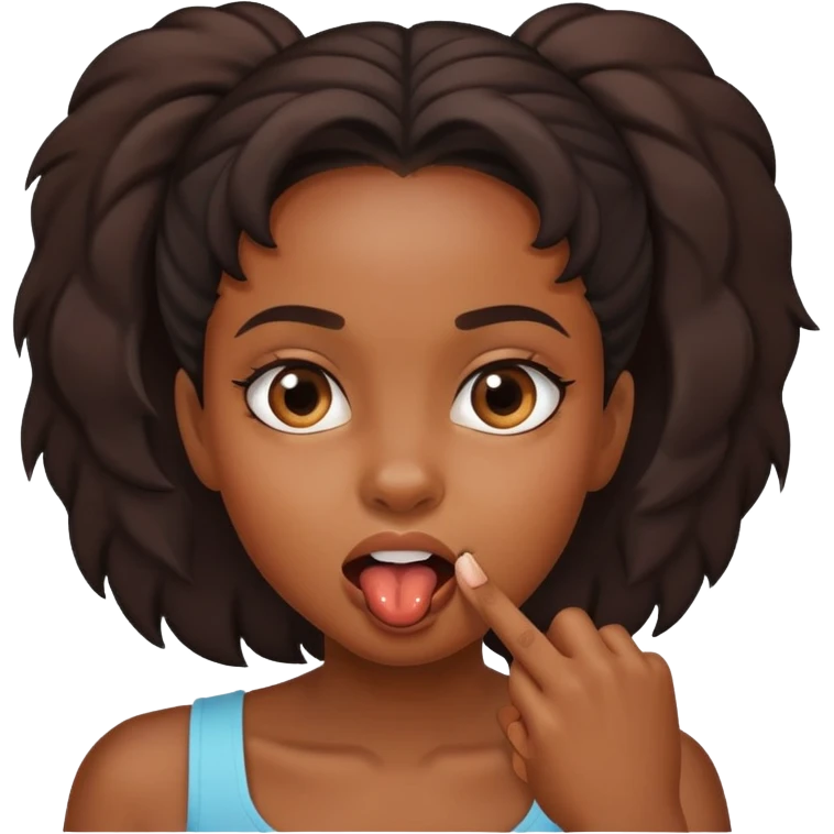 black girl biting her finger  emoji