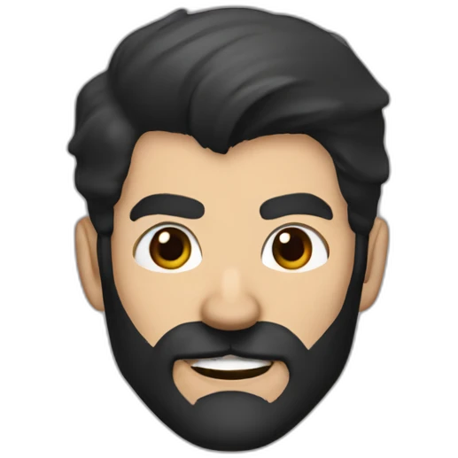 batman head only, with black beard,black hair, and brown eyes in a batman mask. a few white hairs in the beard emoji