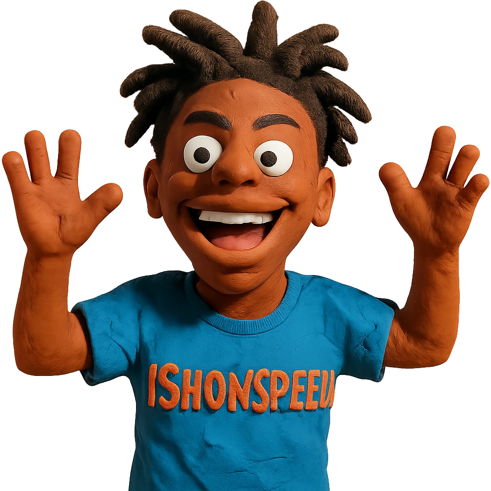 plasticine claymation style portrait of IShowSpeed, energetic emoji