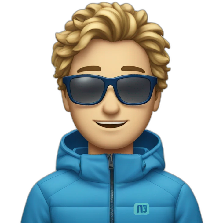 Un jeune homme blanc avec les cheveux bleus et des lunettes de ski emoji