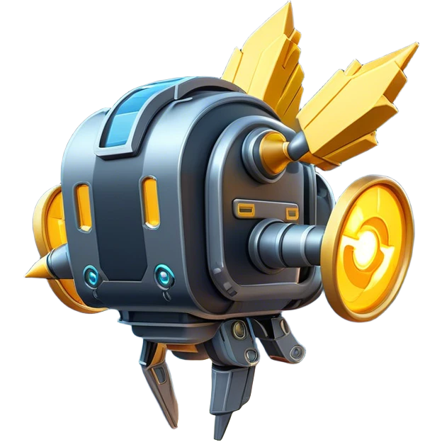 Clash of Clans aesthetic: Cinematic Playful 3D Isometric Jetpack Emoji, rendered in a 3D vector-style similar to standard emojis with minimal shading and bold, simplified shapes. A compact, distinct form with signature details, softly glowing with a futuristic sci-fi warfare charm. Simplified yet unmistakably iconic, highly detailed and consistent, glowing with a soft radiance and high shine. Stylized with a touch of high-tech brilliance and a soft glowing outline, capturing the essence of a beloved gaming relic with a friendly, playful manner! emoji