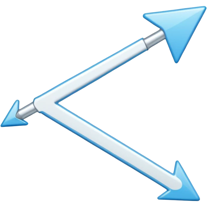 Extremely simplistic white arrow with light blue outline pointing. Make it like the image attached but skinnier emoji