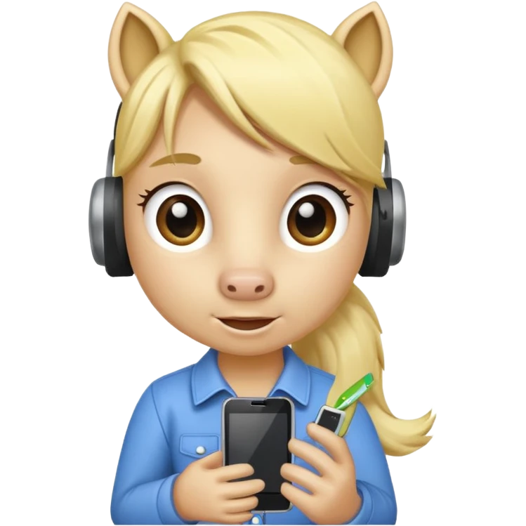 blonde pony talking with cellphone emoji