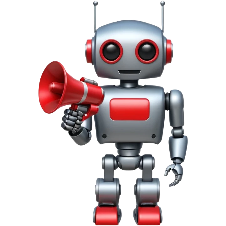 robot held megaphone in held emoji
