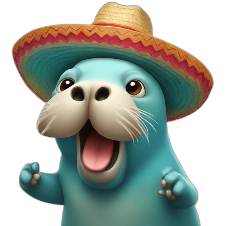 dancing walrus in mexican hat emoji