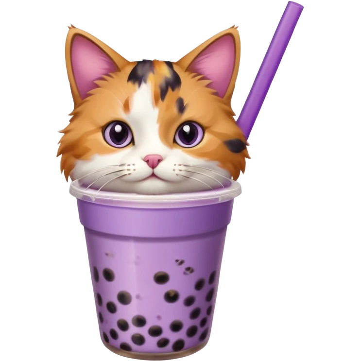 a cat with a purple bubble tea emoji