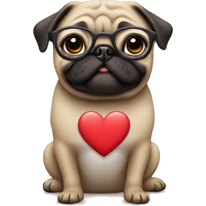 pug with heart eyeglasses emoji