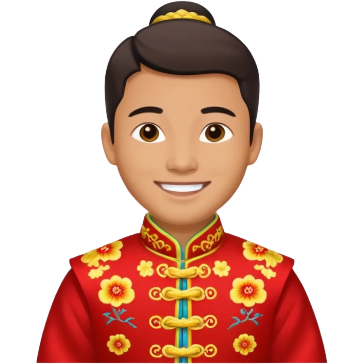 American groom, traditional, culture of chinese, smiley on face. emoji