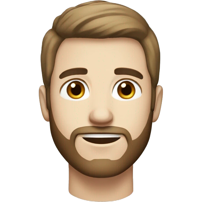 white male short straight brown hair, short beard and light blue eyes emoji