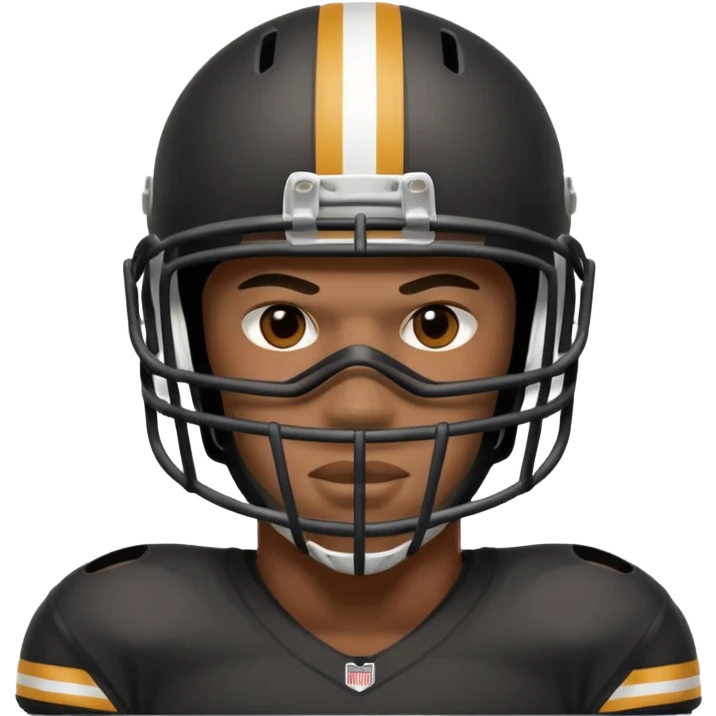 American black football player with a mask which have small holes like a goalkeeper mask emoji
