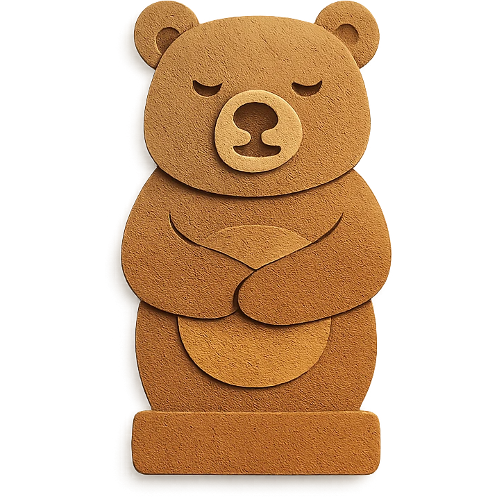 small wooden bear totem in paper craft style emoji