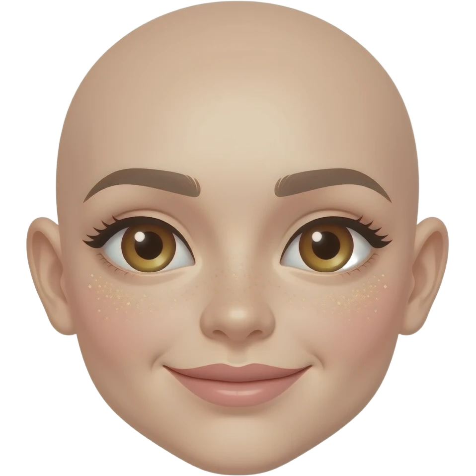 A cute emoji face with dewy glowing skin, subtle pink blush, highlighted cheekbones with gold shimmer, sparkling eyes, soft ivory skin tone, K-beauty inspired, radiant and luminous expression emoji