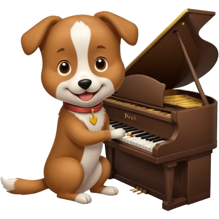 Dog playing piano emoji