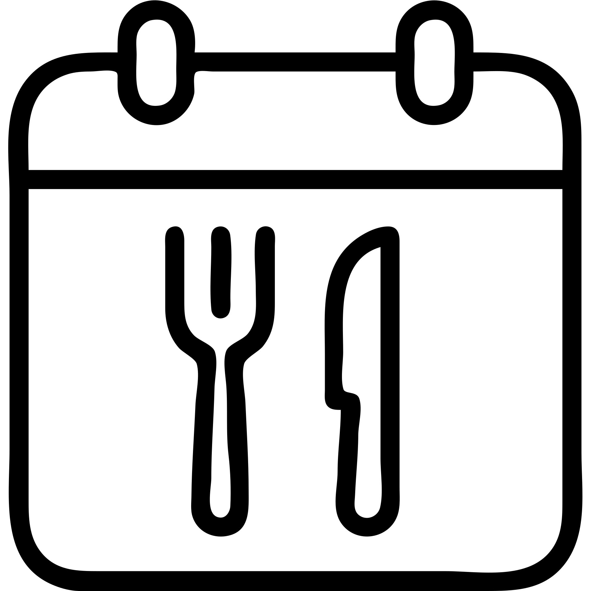 minimalistic bold black-and-white icon, square, flat, no gradients, calendar with a fork and knife in the lower half, clean geometric lines, modern, inspired by Netflix and Lifesum, vector style, suitable for dark and light mode emoji