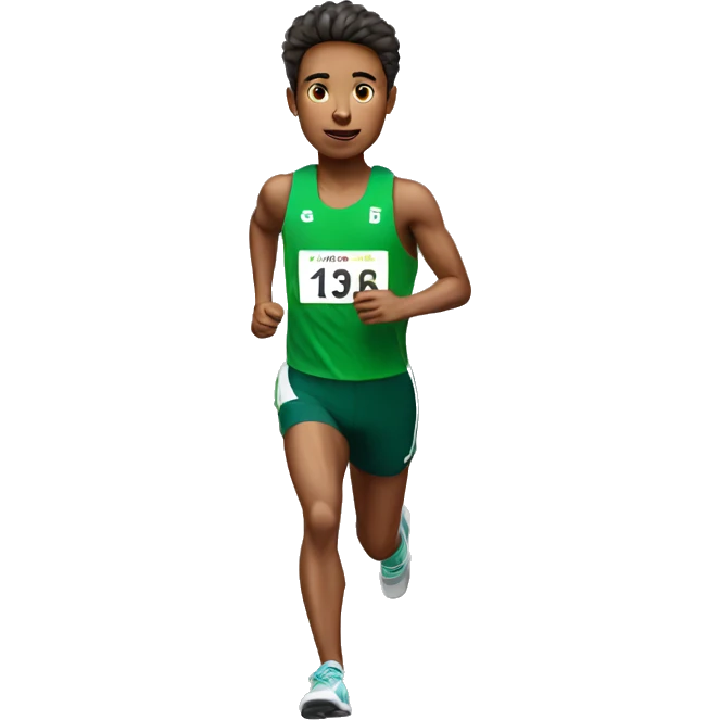Runners with green Jersey and using bib number emoji