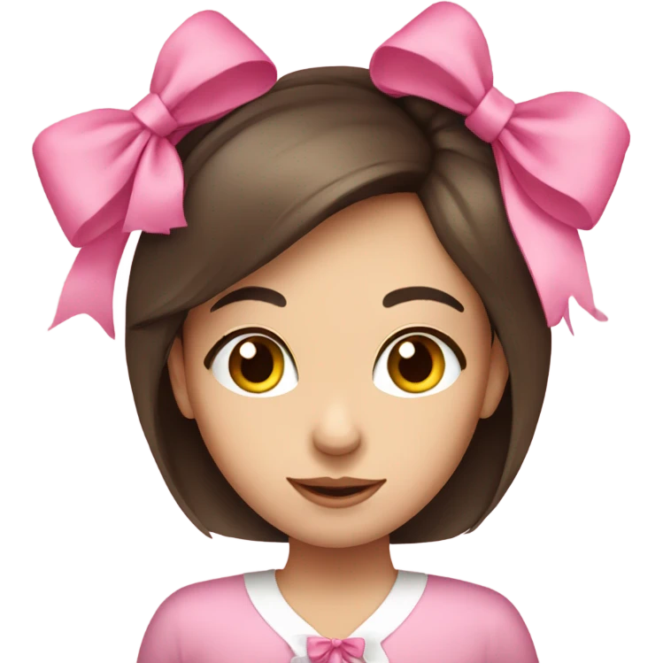cute brunette girl with pink bow emoji