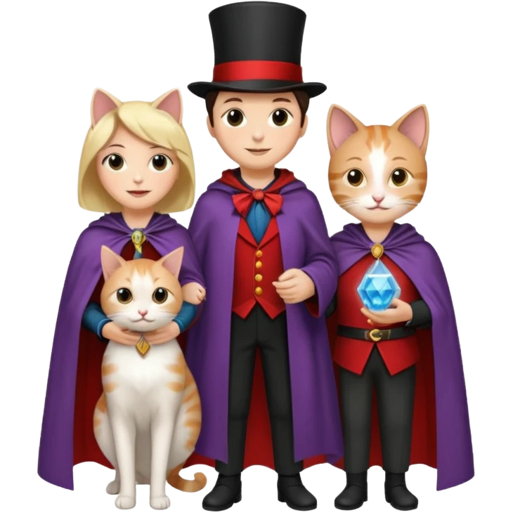 magician couple and their pet cat emoji
