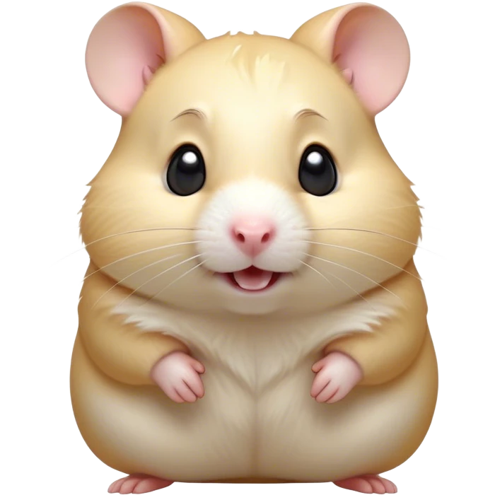 Cinematic Comical Cream Hamster Portrait Emoji, Head tilted dramatically with an exaggeratedly amused expression, featuring a striking cream coat with a luminous sheen, wide, expressive dark eyes filled with playful disbelief, Simplified yet hilariously expressive features, highly detailed, glowing with a slightly sassy glow, high shine, dramatic yet playful, stylized with an air of cheeky mischief, bright and endearing, soft glowing outline, capturing the essence of a spirited and over-the-top hamster, so meme-worthy it feels like it could side-eye its way into internet fame instantly! emoji