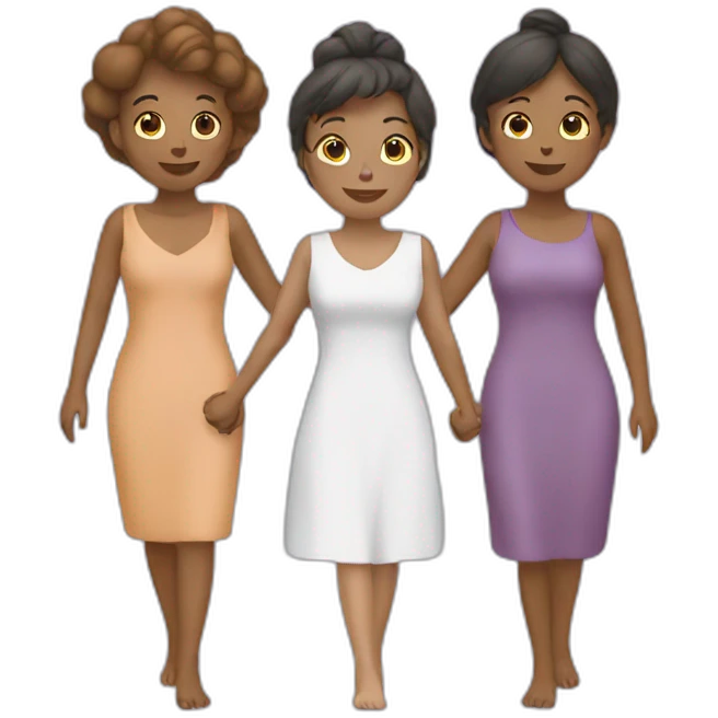 three women holding hands emoji