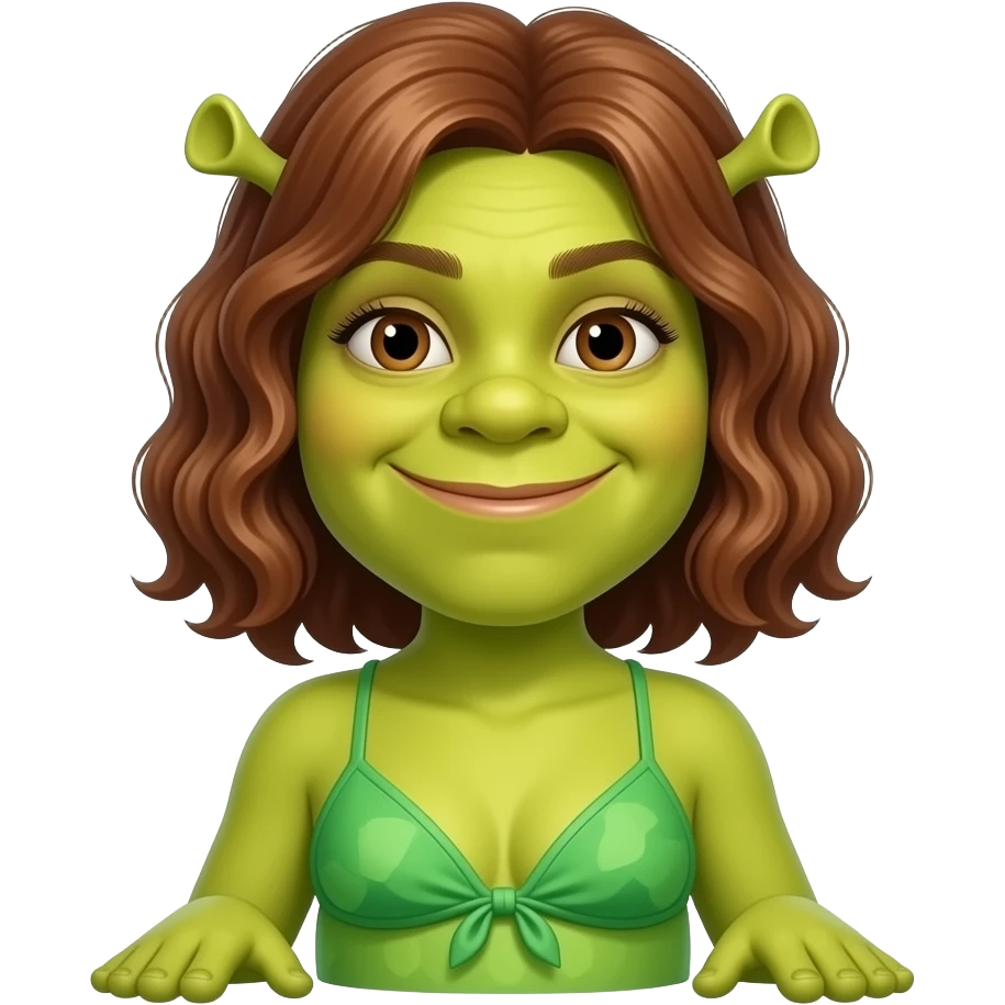Fiona from Shrek wearing green bikini bathers emoji